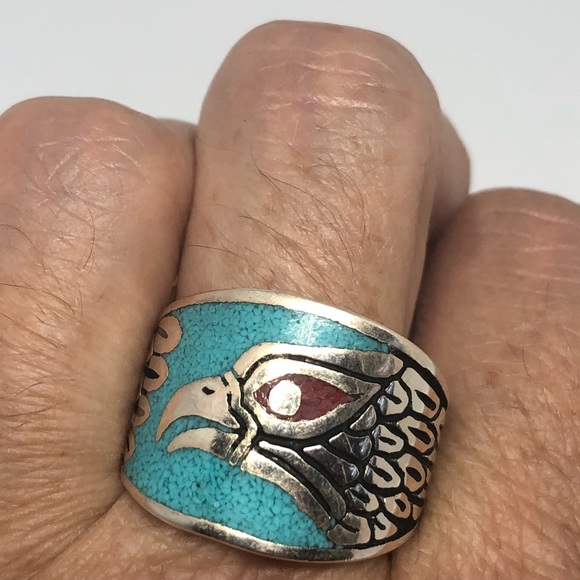 NEMESIS JEWELRY NYC Other - Vintage Southwestern Turquoise Inlay Hawk Ring